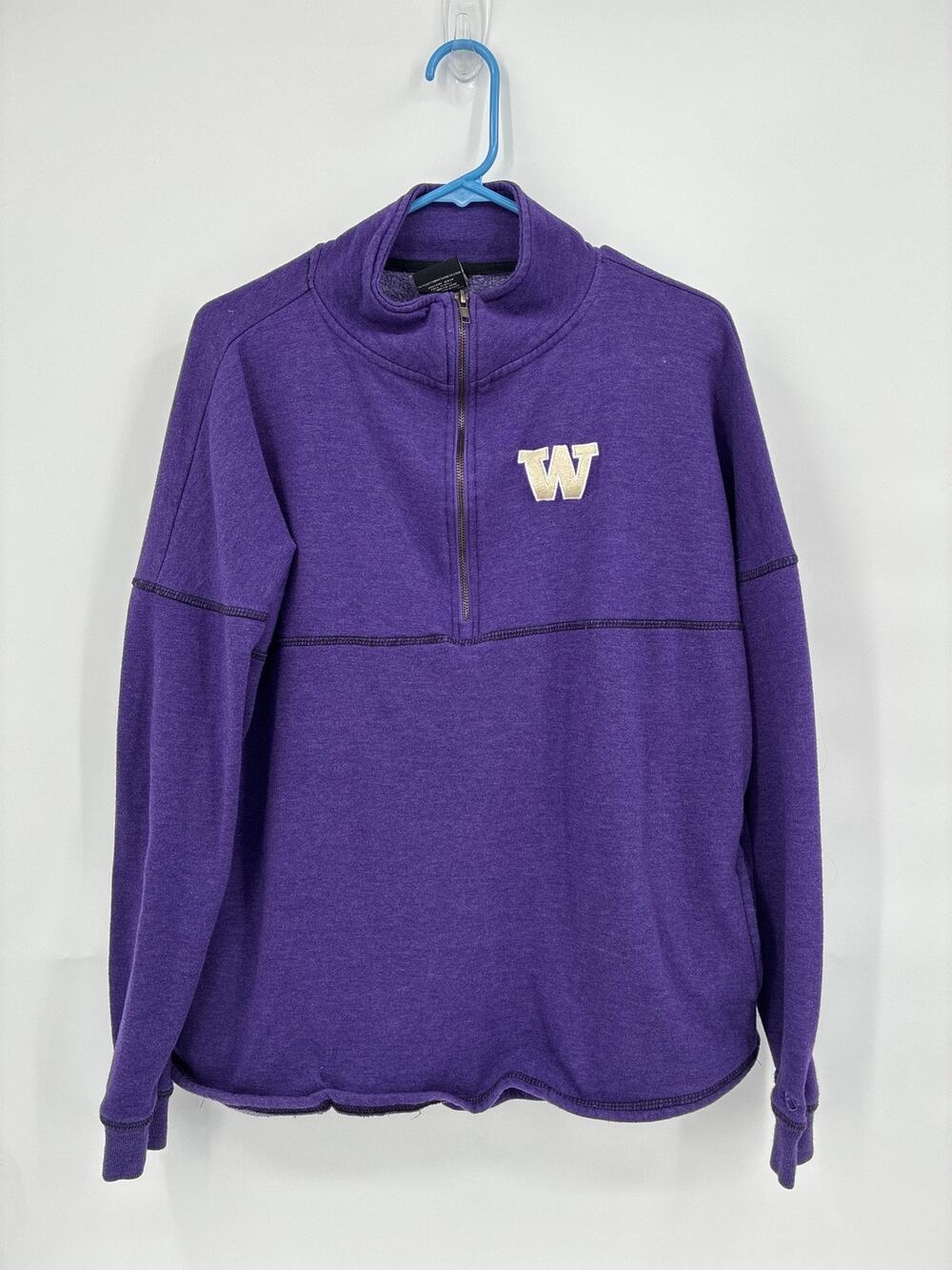 Colosseum Washington Huskies 1/2 Zip Purple Sweatshirt Collared Pockets Womens M